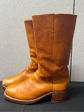 Frye Tan Leather Pull-On Boot Interior Detail